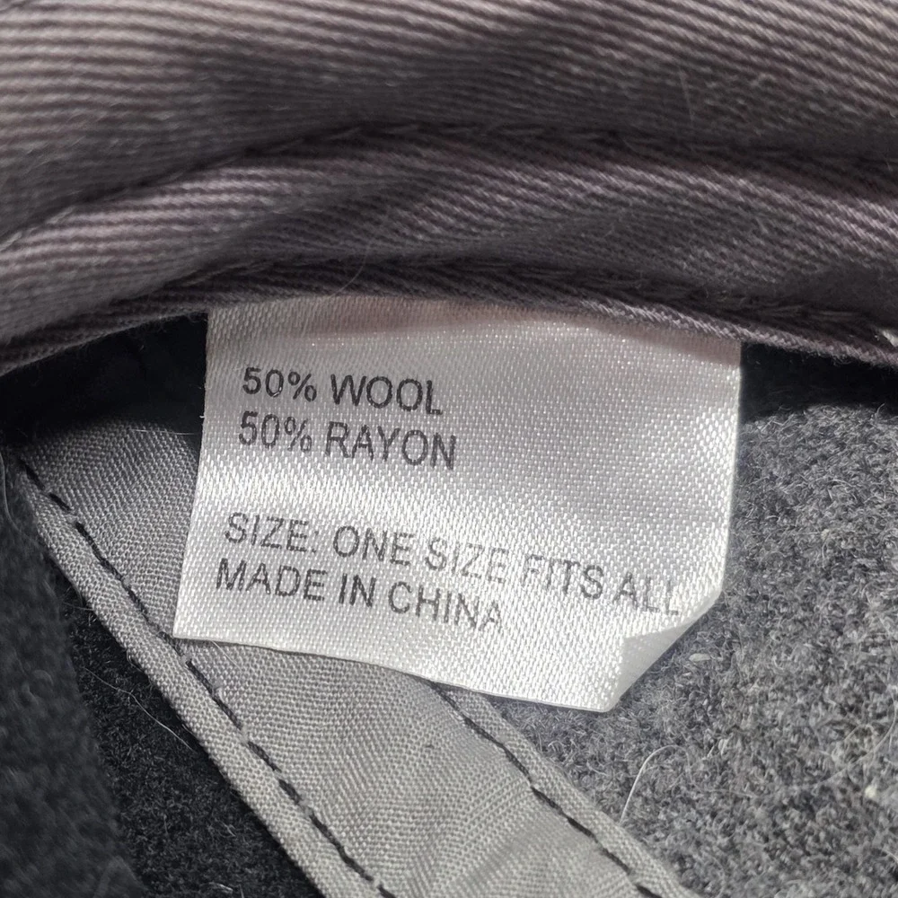 Bongo Womens Newsboy Gray Black Hat Cap Strapback Wool Blend